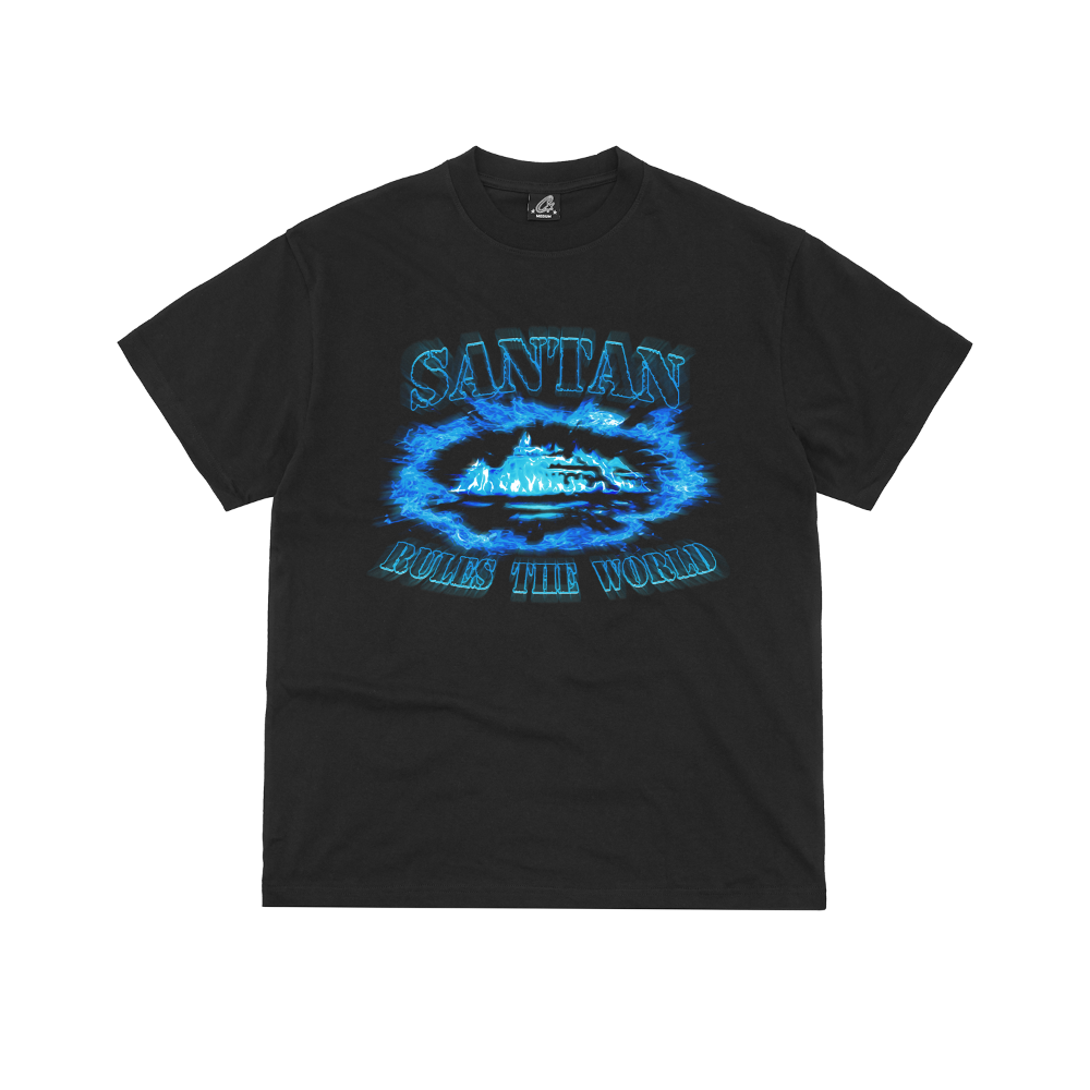Santan Rules The World Alcatraz Tee (Black/Blue Flame)